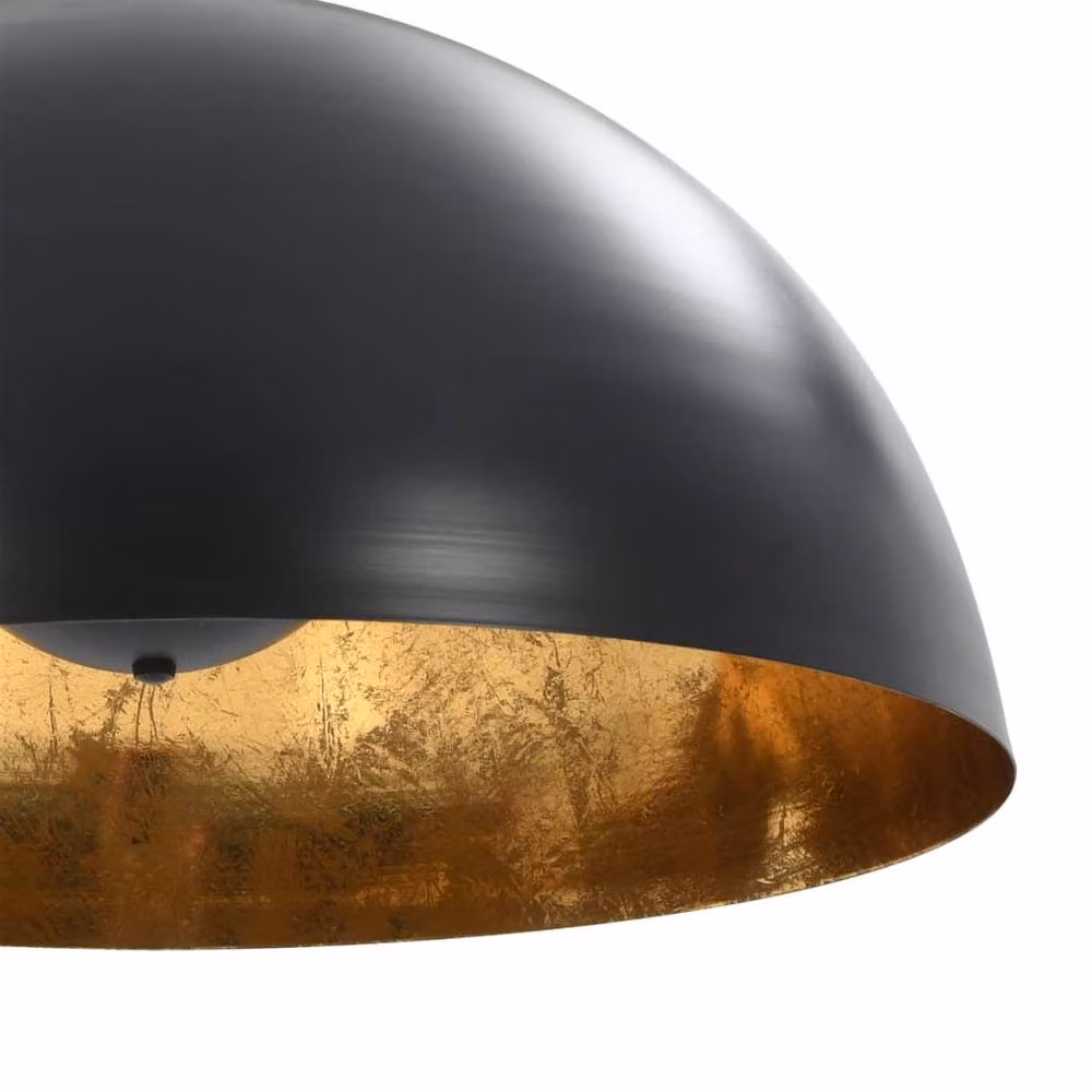 Berkfield Home Set of 2 Modern Black and Gold Metal Dome Ceiling Lamps, Diameter: 50 cm, E27 – 5