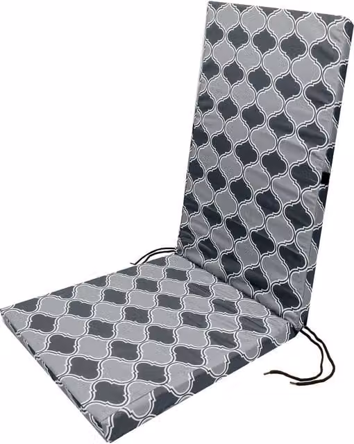 Roseley Water Resistant High Back Chair Pads in Morocco Black and Grey