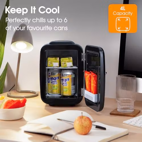 Abode Black Mini Fridge A4CLR201B 4L Portable Thermoelectric Cooler and Warmer for Drinks and Cosmetics – 9