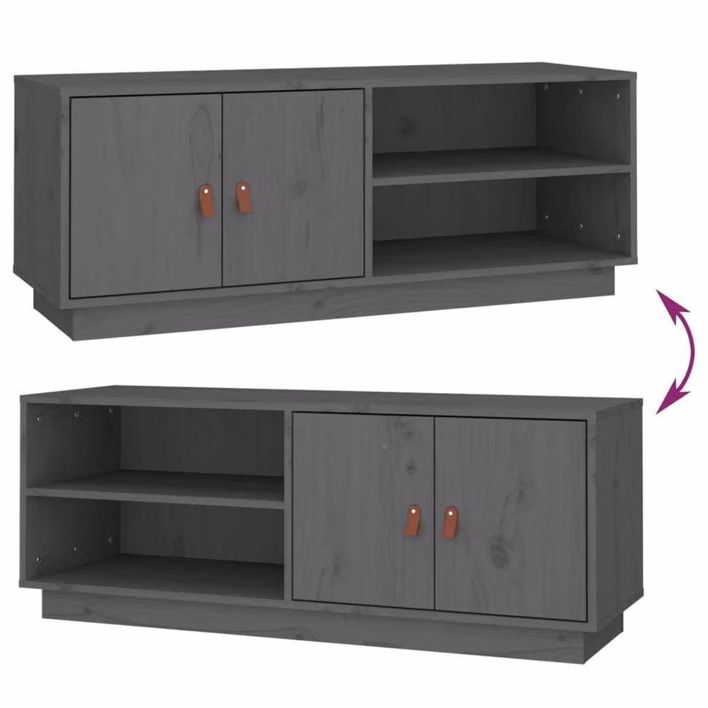 Berkfield Home Grey Solid Wood Pine TV Cabinet W/D/H: 105 x 34 x 40 cm – 5