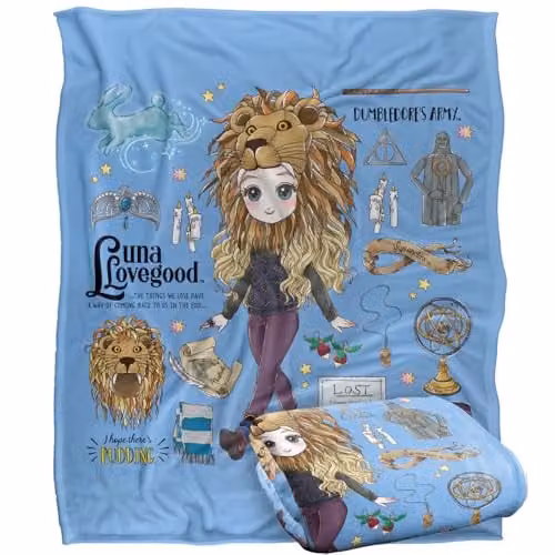 LOGOVISION Harry Potter Luna Lovegood Super Soft Fleece Throw Blanket, Multicolour, W: 152.4 cm x L: 127.0 cm – 1
