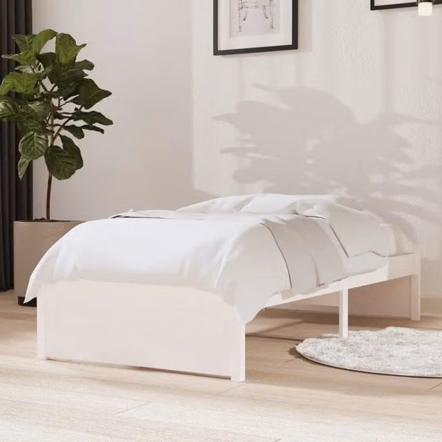 Berkfield Home Small Single Solid Wood Pine Bed Frame in White