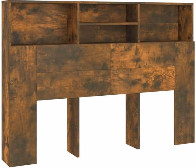 Berkfield Home Modern Headboard Cabinet in Smoked Oak Brown, W: 140 cm, D: 19 cm, H: 103.5 cm