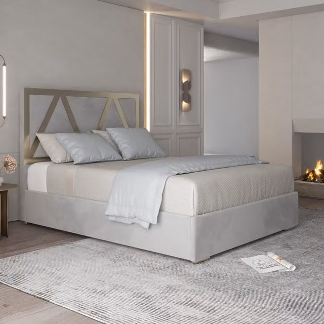 Casani Alison Upholstered Soft Velvet Metal Bed Frame, Grey, W/D/H: 90 x 190 cm