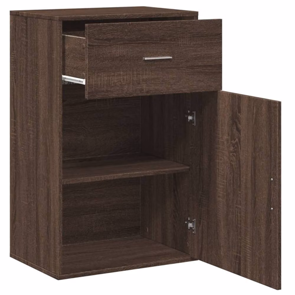 Berkfield Home Brown Oak Storage Cabinet with Hinged Doors and Drawers, W: 56.5 cm, D: 39 cm, H: 90 cm – 4