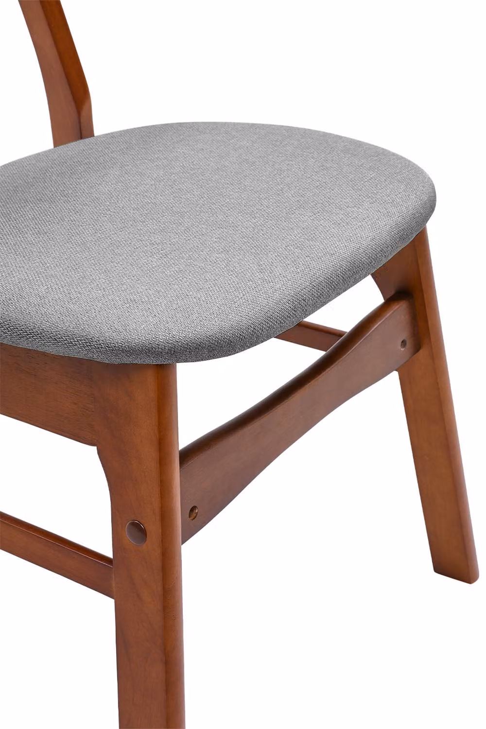 Garden Sanctuary 2-Piece Upholstered Dining Chairs with Rubberwood Legs in Grey and Brown – 3