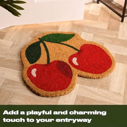 OHS Cherry Shaped Coir Doormat, Red and Multicolour, W/D/H: 50 x 55 x 1 cm – 6