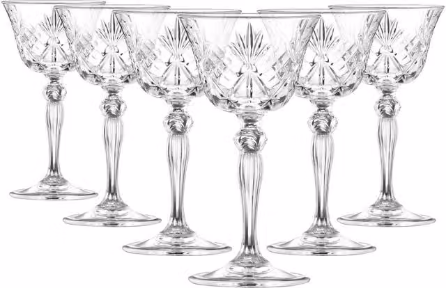 RCR Melodia Geometric Champagne Flutes, Transparent, 260 ml, Set of 6