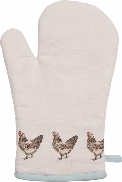 Orsina Mrs Henderson Single Oven Glove in White and Green Cotton – 1
