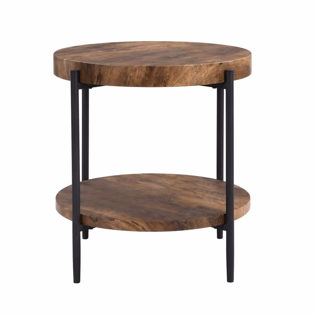 Mona Vale Furniture Rustic Industrial Round Side Table in Brown and Black – 3
