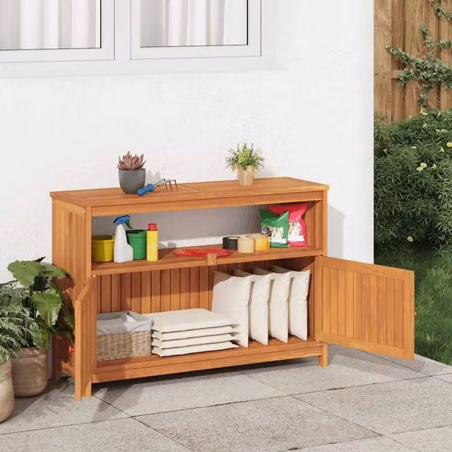 Berkfield Home Beautiful Garden Console Table in Brown Solid Acacia Wood, W/D/H: 110 x 35 x 75 cm – 1