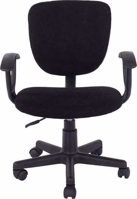 Core Products Modern Height Adjustable Task Chair in Black Fabric with Armrests and Castors