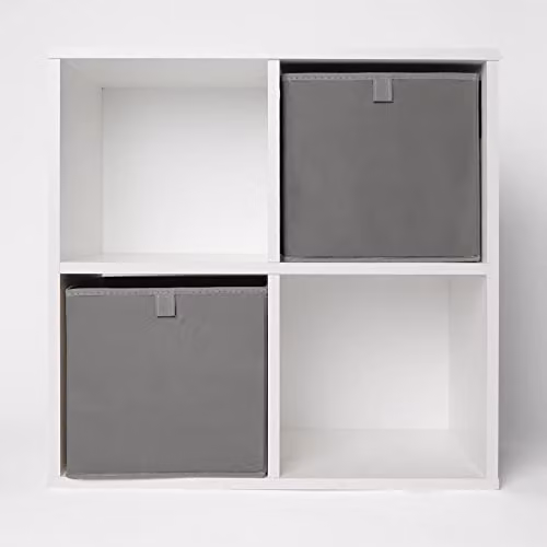OHS Set of 2 Fabric Storage Boxes with Handles, Grey, W/D/H: 27 x 27 x 27 cm – 3
