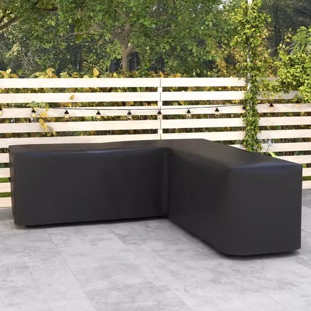 Outsunny Water-Repellent L-Shaped Corner Sofa Garden Furniture Cover in Black
