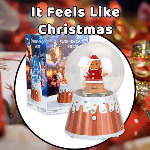 VFM e-Store Christmas Gingerbread Man Light Up Snow Globe Blower, Red and Pink Multicolour, H 18 cm x W 18 cm x D 12 cm – 6