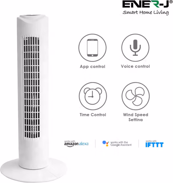 Igenix Smart WiFi Tower Fan with App and Voice Control, White