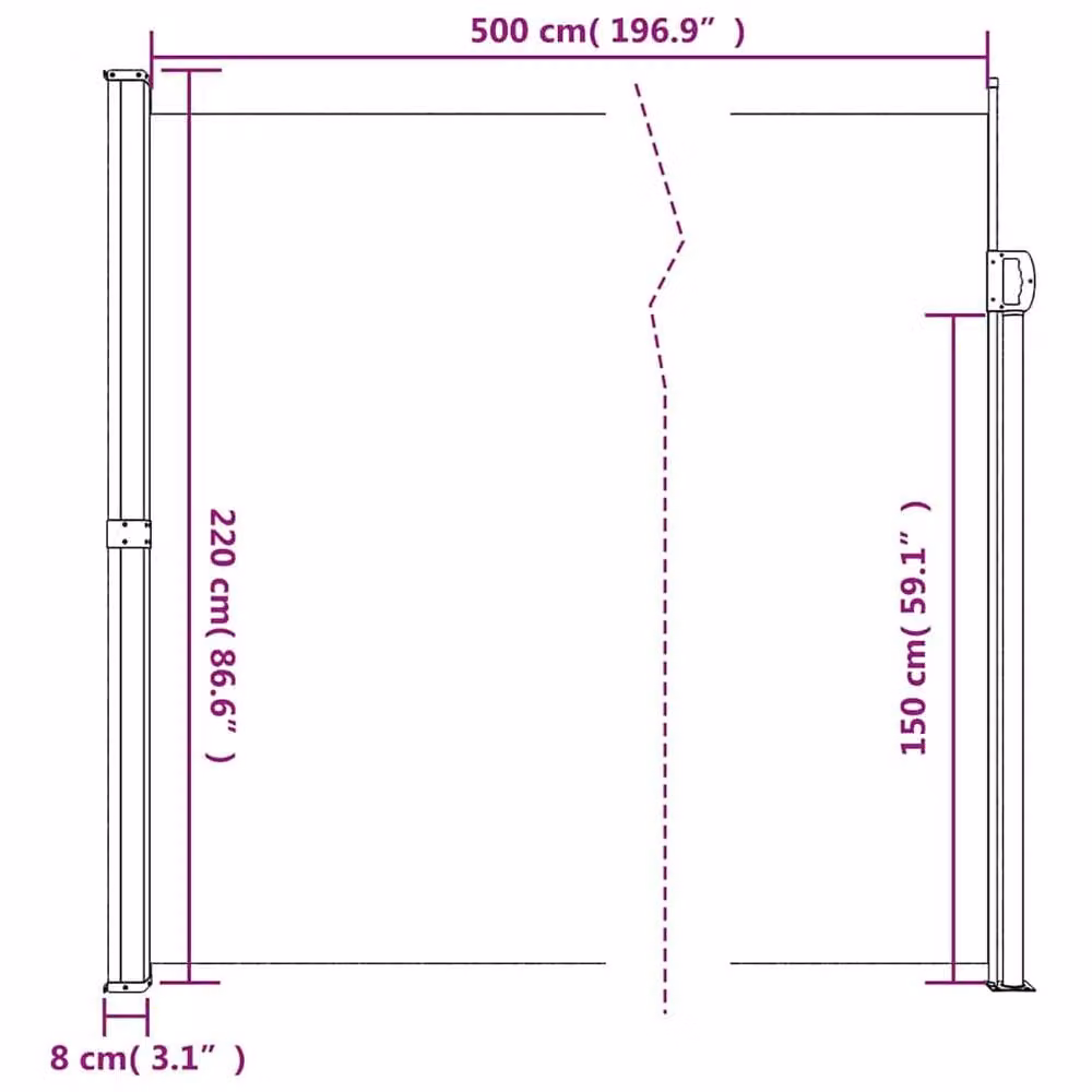 Berkfield Home Retractable Side Awning in Brown, W/H: 500 x 220 cm – 6