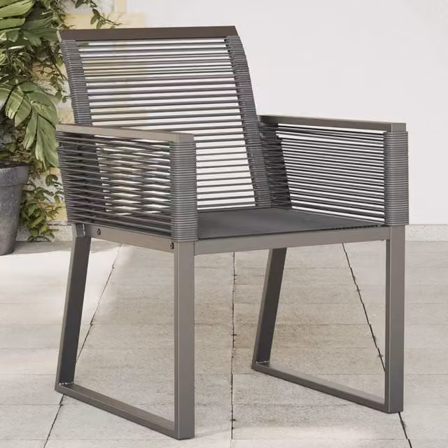 Berkfield Home Set of 2 Black Poly Rattan Garden Chairs with Armrests and Powder Coated Steel Frame – 1