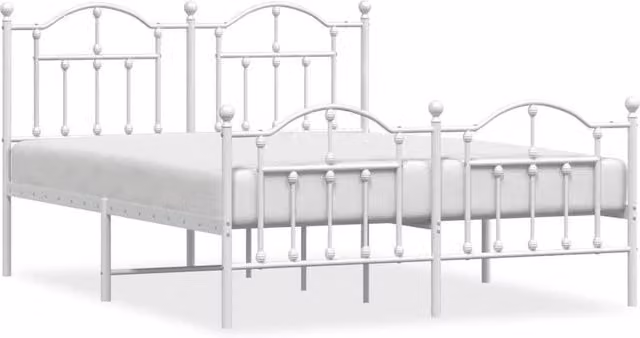 Berkfield Home Metal Bed Frame with Headboard and Footboard in White, 140 x 200 cm – 1