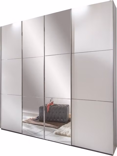 Tjs Escape 4 Sliding Door Wardrobe in White Glossy Finish