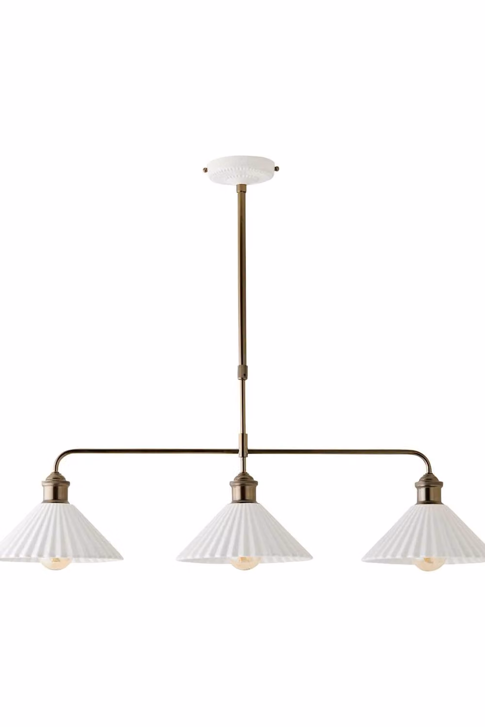 ValueLights Burford White and Gold Ceramic Ribbed 3 Drop Diner Bar Pendant Ceiling Light – 2