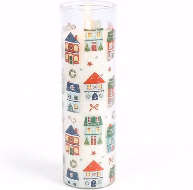 Something Different Wholesale Gingerbread Cookie Pillar Candle in White, Beige and Multicolour
