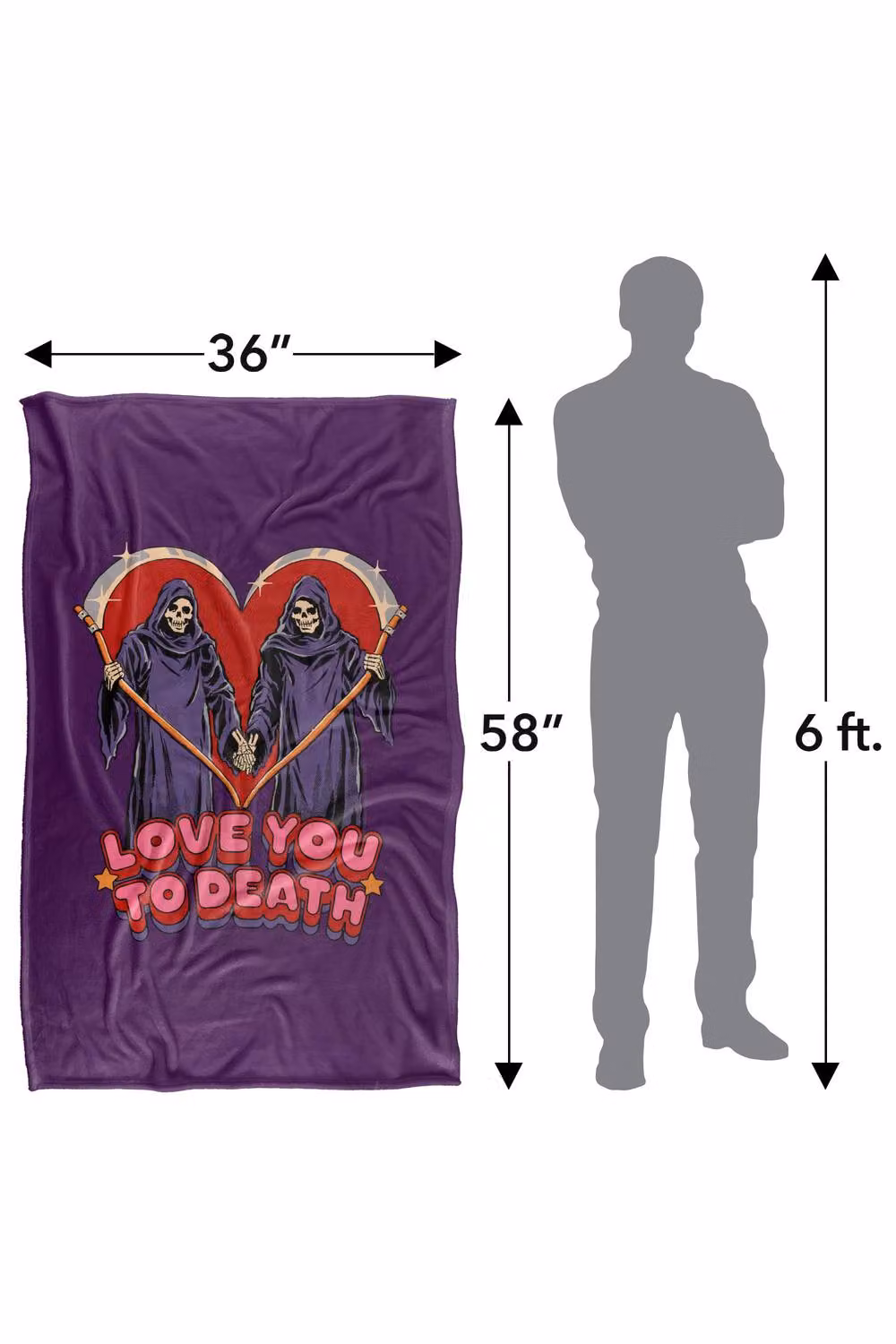 Steven Rhodes Love You To Death Super Soft Fleece Throw Blanket, Multicolour, W/D/H: 152 x 127 cm – 3