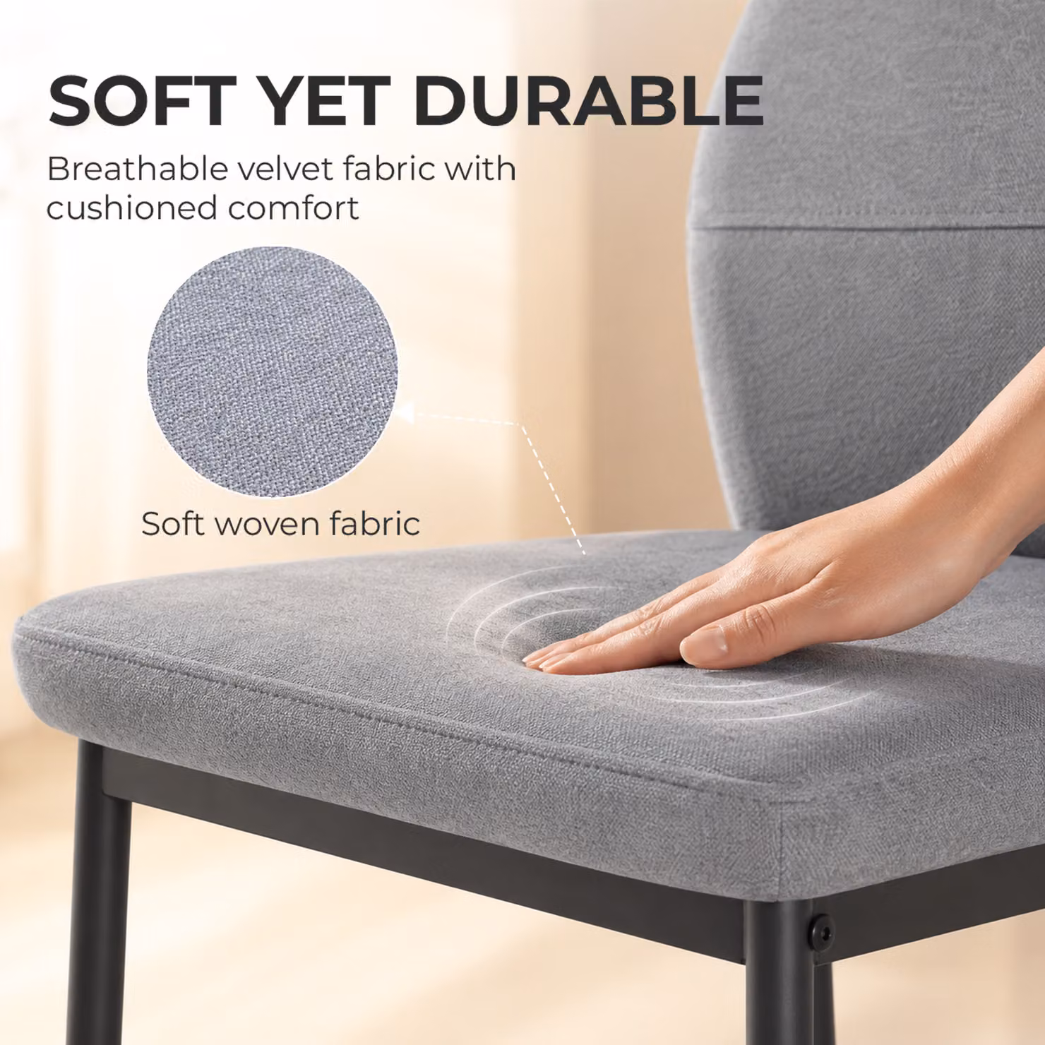 HOMCOM Set of 2 Modern Grey Velvet Bar Stools with Footrest and Backrest – 4