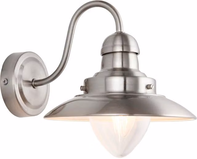 Endon Mendip Dome Wall Light in Silver with Transparent Glass and E14 Base