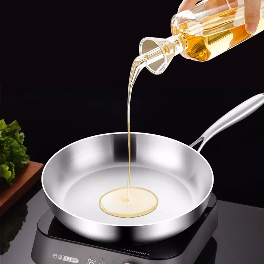 Hinsinc Stainless Steel Uncoated Frying Pan, Silver, Diameter: 22 cm – 5