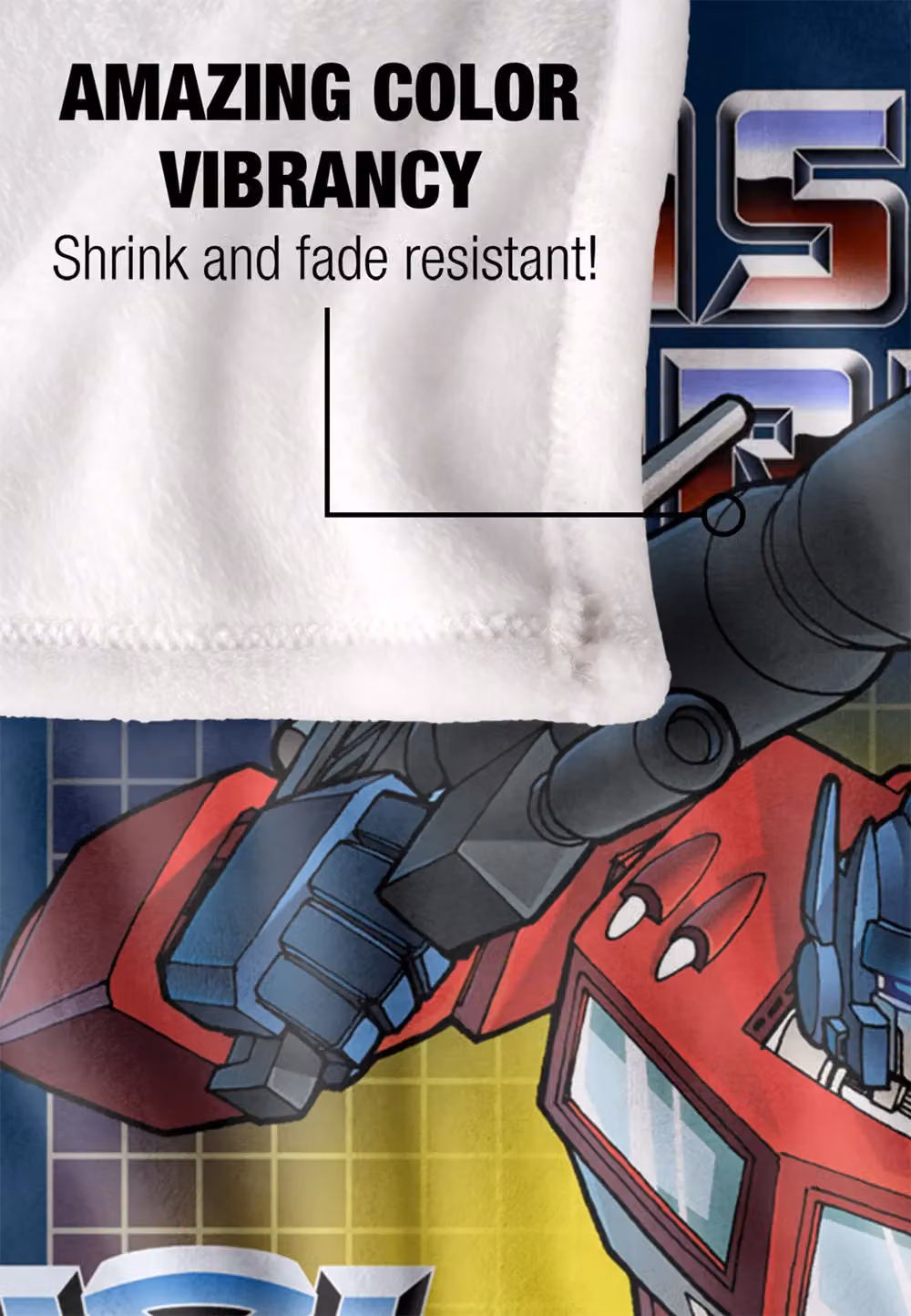 Hasbro Transformers Optimus Silky Touch Super Soft Fluffy Throw Blanket in White and Multicolour, W: 152 cm, D: 127 cm – 4