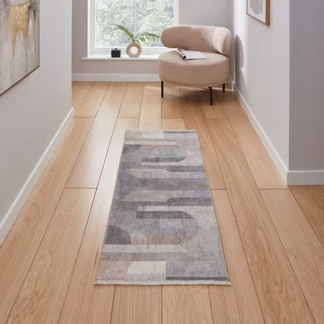 Terrys Whisper H1068 Abstract Modern Washable Runner in Beige and Multicolour
