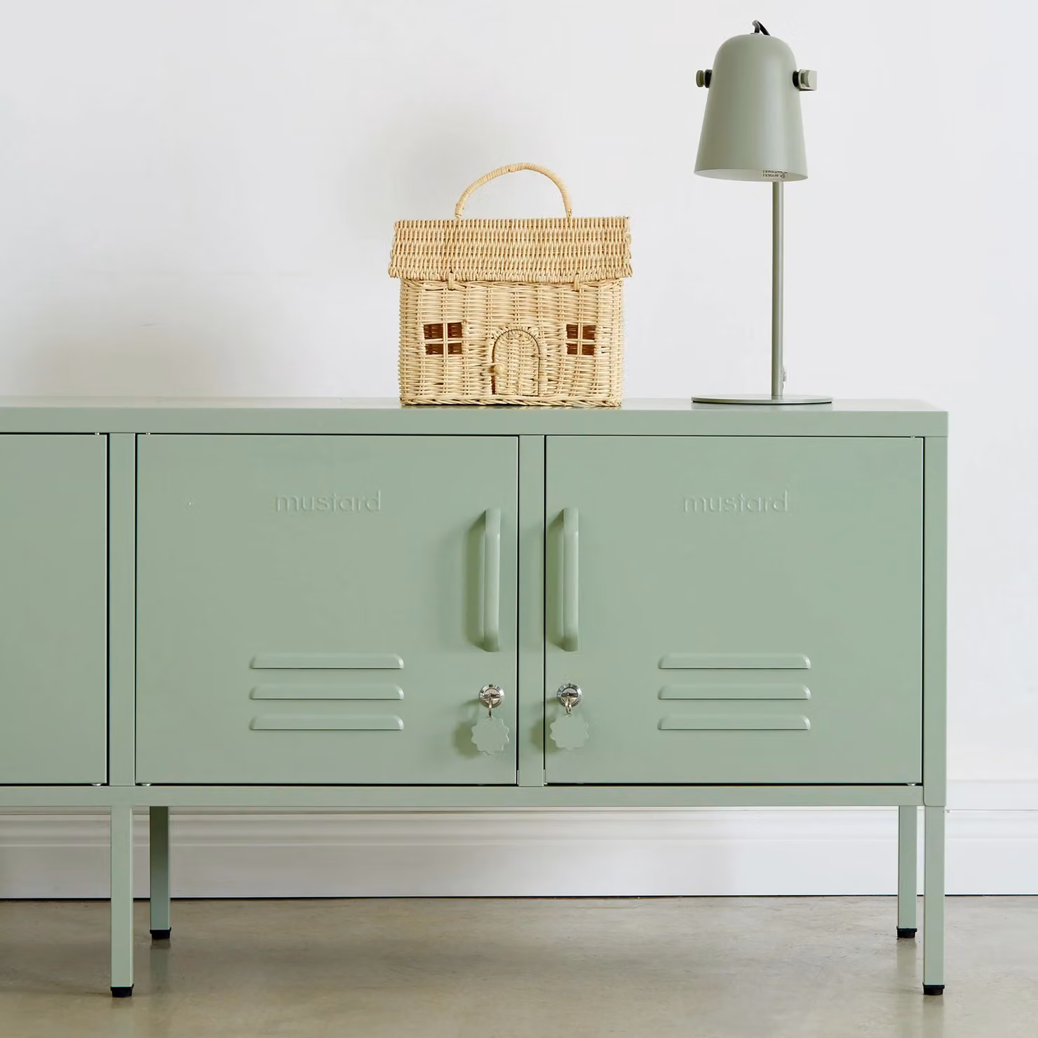 Mustard Made The Standard Freestanding Metal Storage Cabinet in Sage Green, H 162 x W 57 x D 40 cm – 2