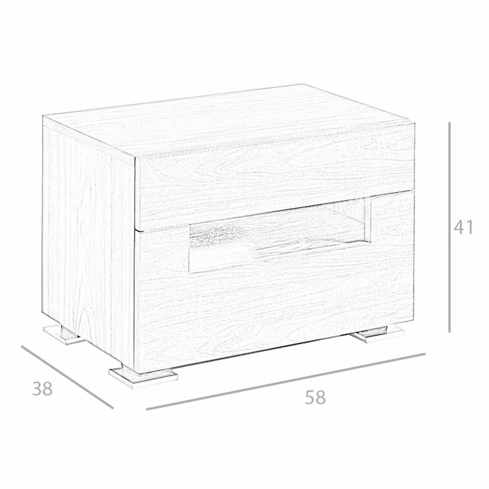 Angel Cerda Walnut Bedside Table in Brown with Integrated Lighting and Soft Close Drawers – 5