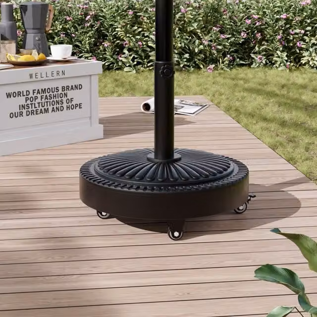 Breeins Black Matt Concrete Parasol Base with Wheels