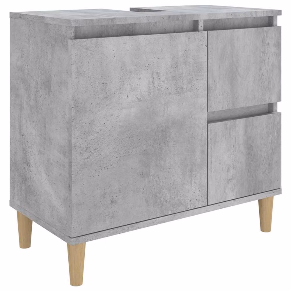 Berkfield Home Freestanding Bathroom Cabinet in Concrete Grey, W: 65 cm, D: 33 cm, H: 60 cm – 2