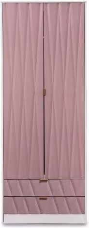 Welcome Diamond Kobe Pink, White and Gold 2 Door 2 Drawer Double Wardrobe
