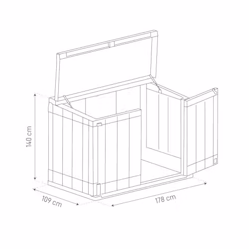 TOOMAX Universal Low Cabinet Garden Storage Box in Anthracite, Black and Grey, W/D/H: 178 x 140 x 109 cm – 6