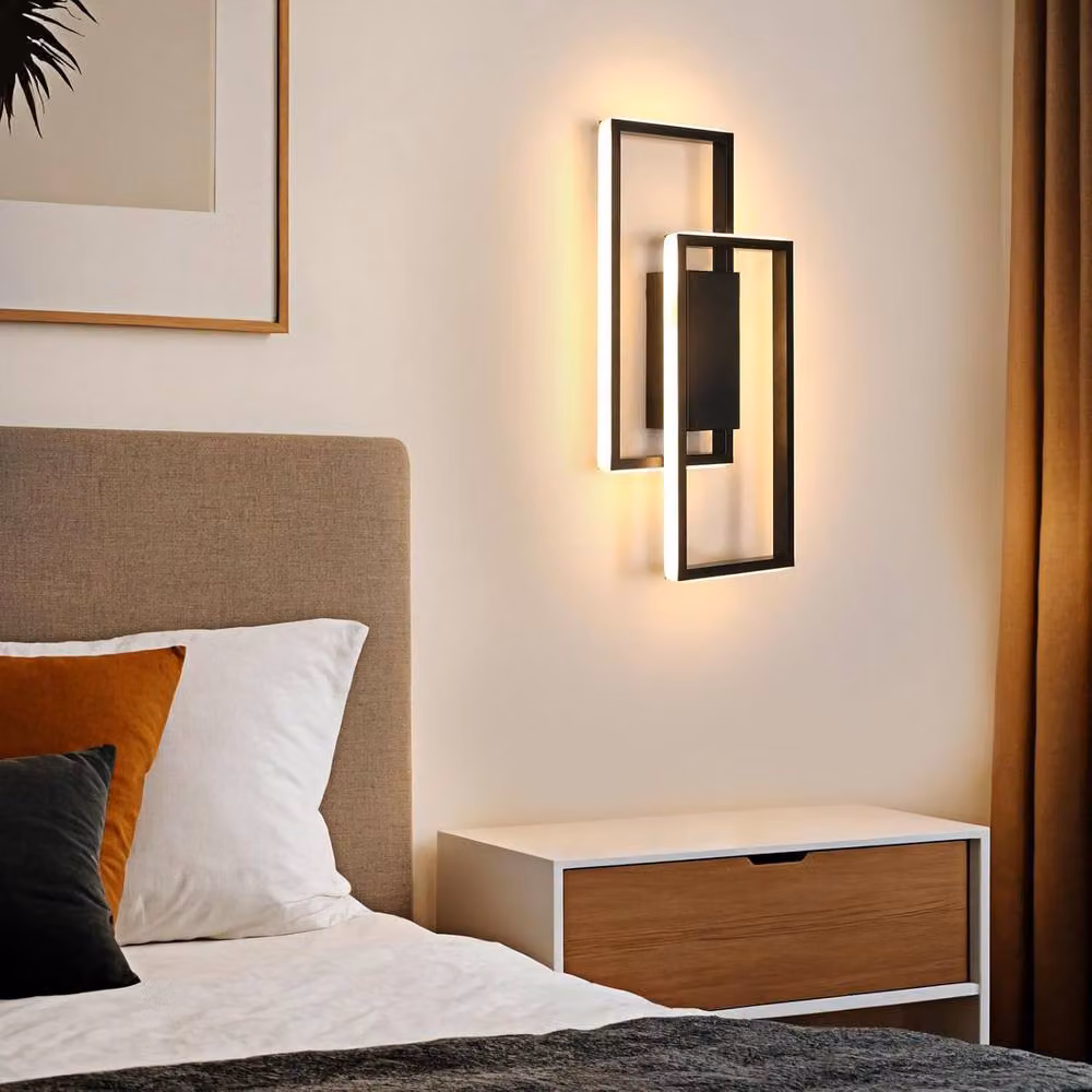 COMELY Modern Square LED Indoor Wall Light, Black, Warm White 3000K – 2