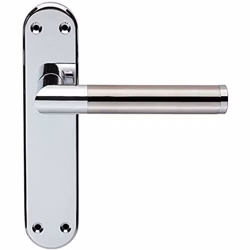 Loops Round Bar Lever on Latch Backplate Door Handle in Chrome and Nickel, W: 180 mm, H: 40 mm