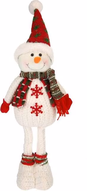 VFM e-Store Christmas Standing Snowman Decoration in White and Green, H 41 cm x W 21.5 cm – 1