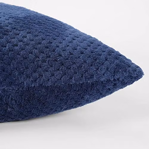 Brentfords Waffle Fleece Square Cushion Covers Set of 2, Blue, W/D/H: 45 x 45 x 45 cm – 5