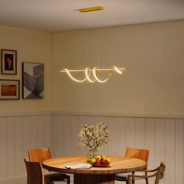 HOMCOM Modern Gold Pendant Light with 3 Colour Temperatures – 1