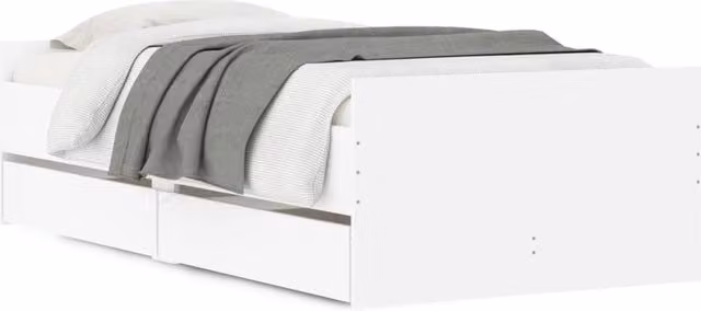 Berkfield Home Modern Bed Frame with Drawers in White, W/D/H: 90 x 200 cm – 1