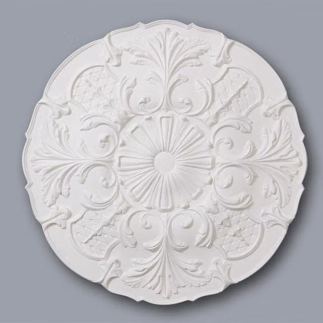 NMC White Decorative Floral Round Ceiling Rose with Adhesive