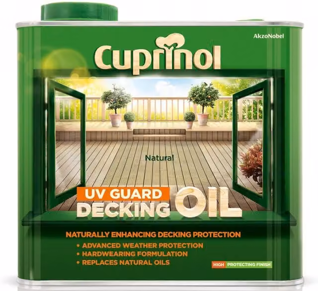 Cuprinol UV Guard Natural Decking Oil with UV Protection and Weatherproof Wood Finish