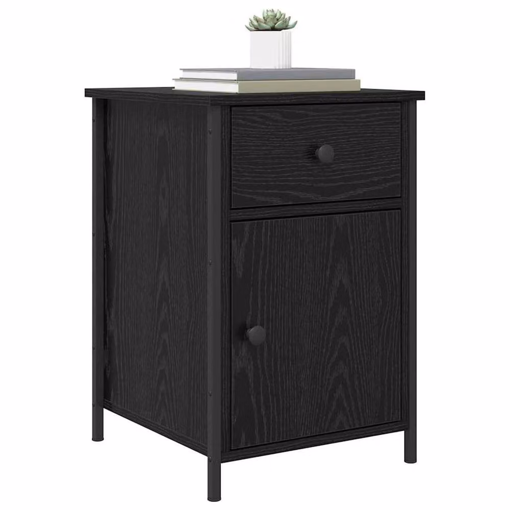 Berkfield Home Set of 2 Black Oak Bedside Cabinets, W/D/H: 40 x 42 x 60 cm – 3