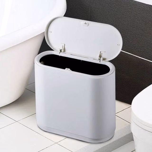 KORVIXA Grey Plastic Bathroom Waste Bin with Lid, Height: 100 cm – 1