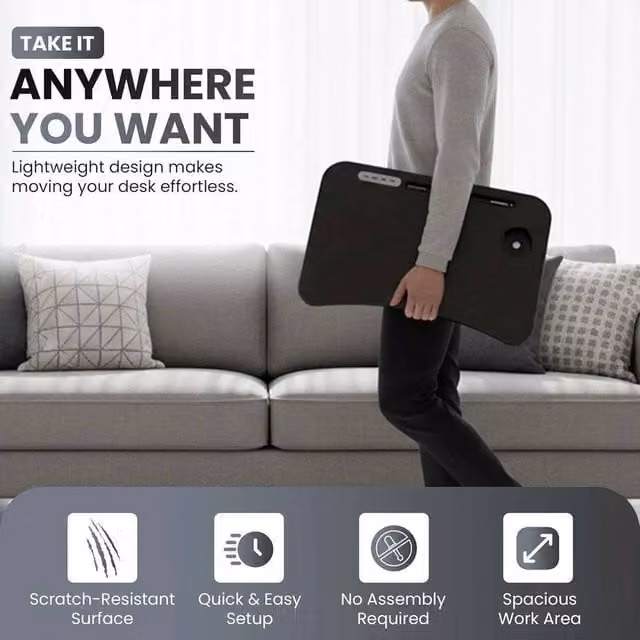 EONLION Folding Laptop Table in Black, 100 cm Width – 1