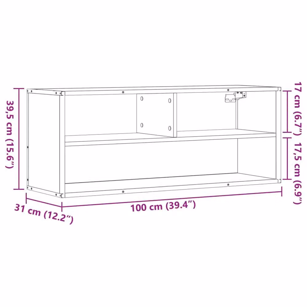Berkfield Home Industrial TV Cabinet in Brown Oak, W/D/H: 100 x 31 x 39.5 cm – 6